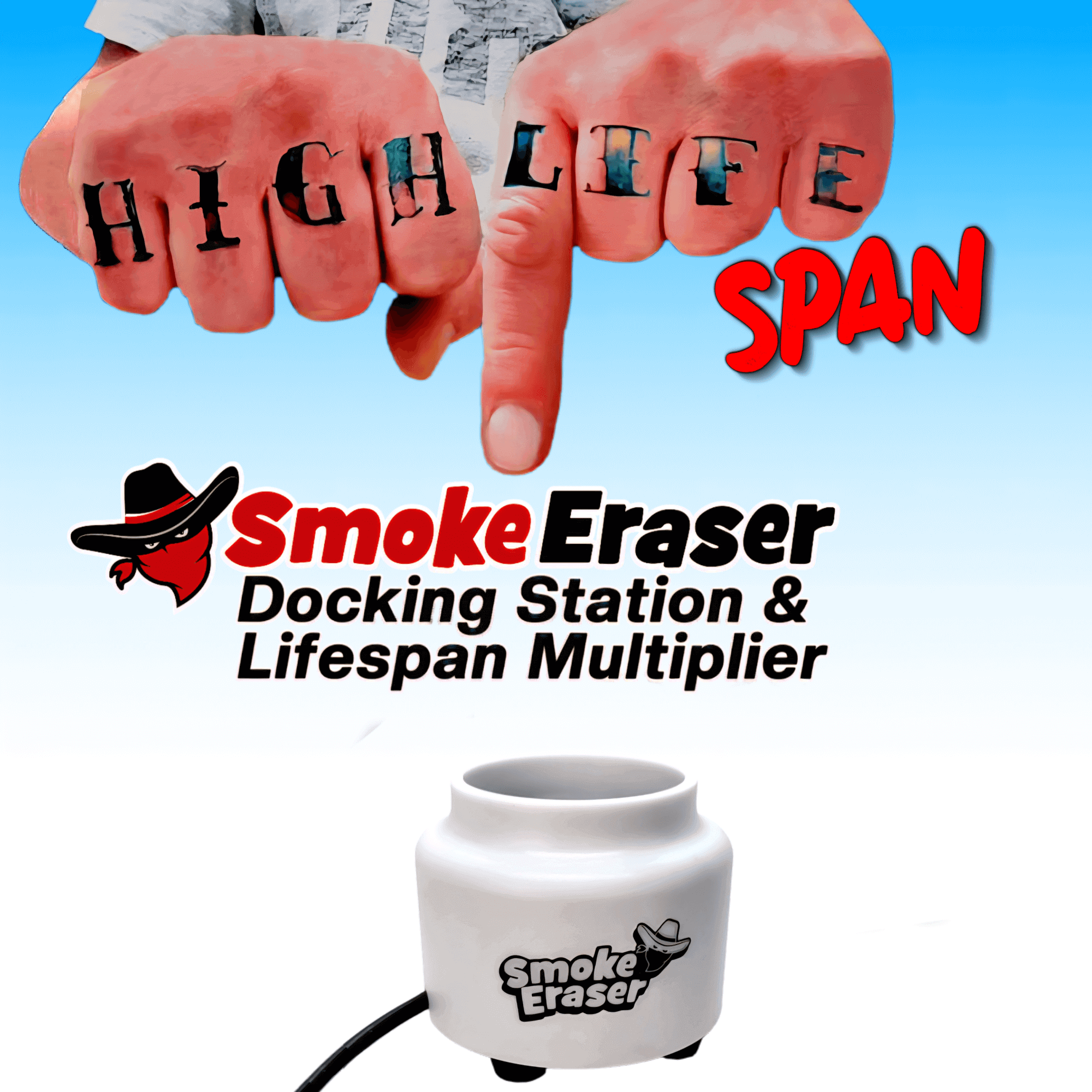 Smoke Eraser Docking Station with Smoke Eraser Pro — optional overnight HEPA dryer