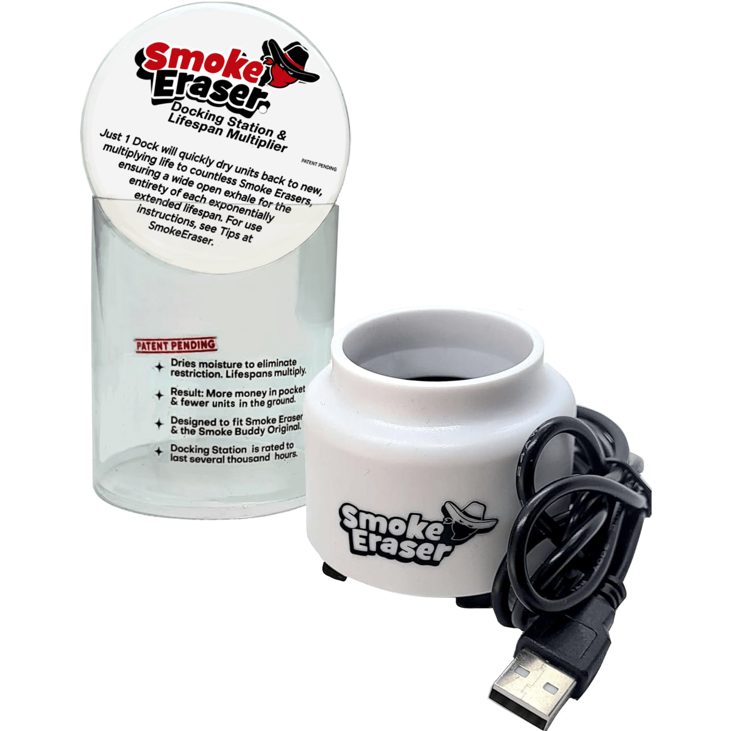 Smoke Eraser Docking Station Lifespan Multiplier — fan that dries HEPA filter overnight