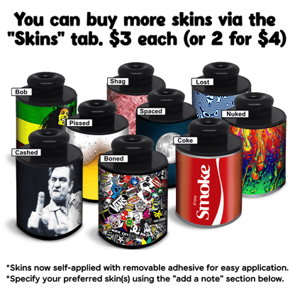 All Smoke Eraser Pro skin options — Bob, Shag, Lost, Spaced, Nuked, Pissed, Cashed, Boned, Coke — available for $3 each